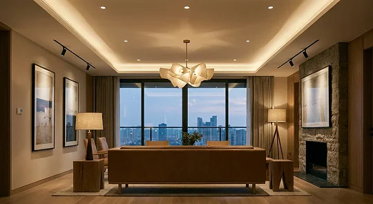 Indoor lighting and pot light installation in a modern home