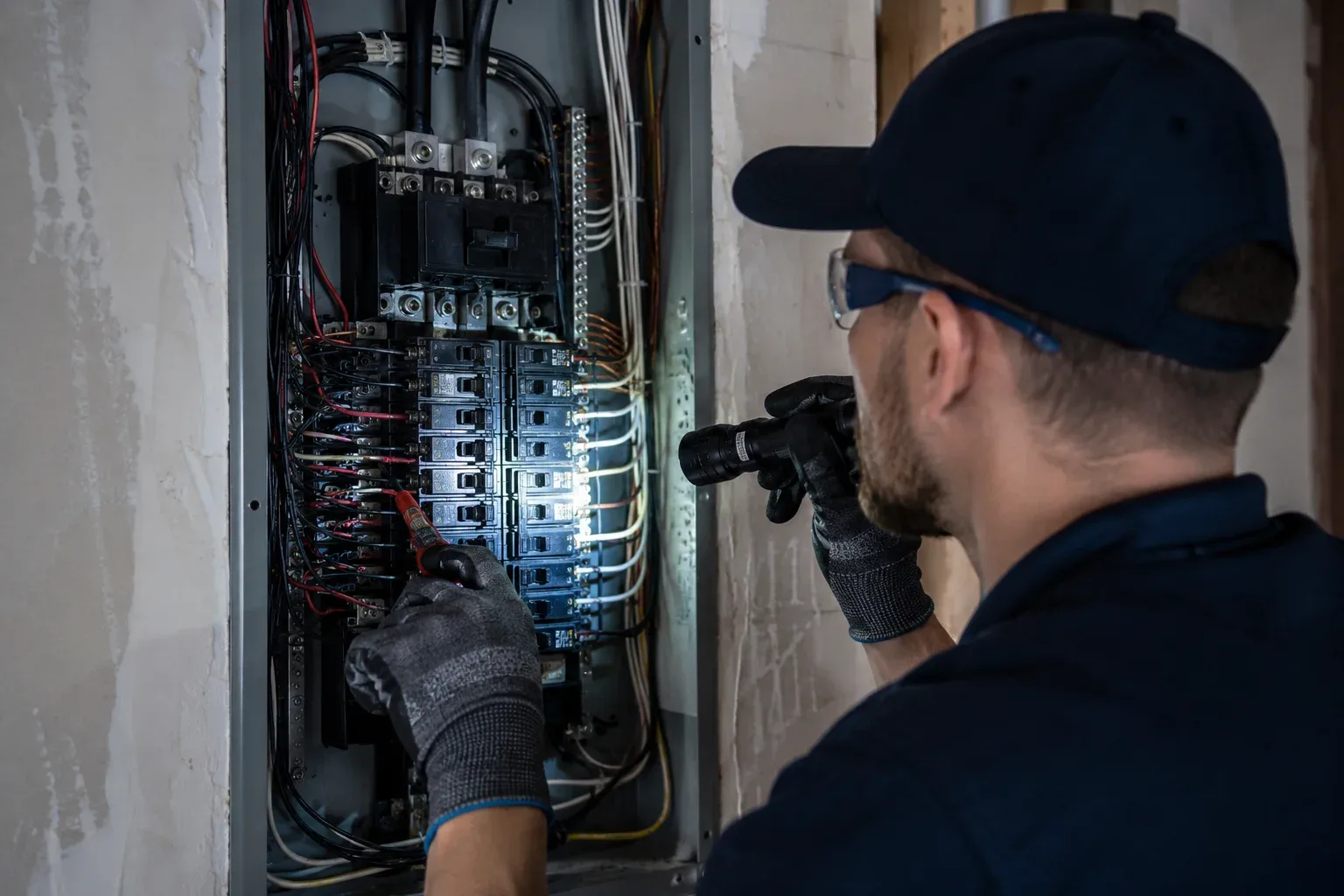 Electrician upgrading a residential electrical panel