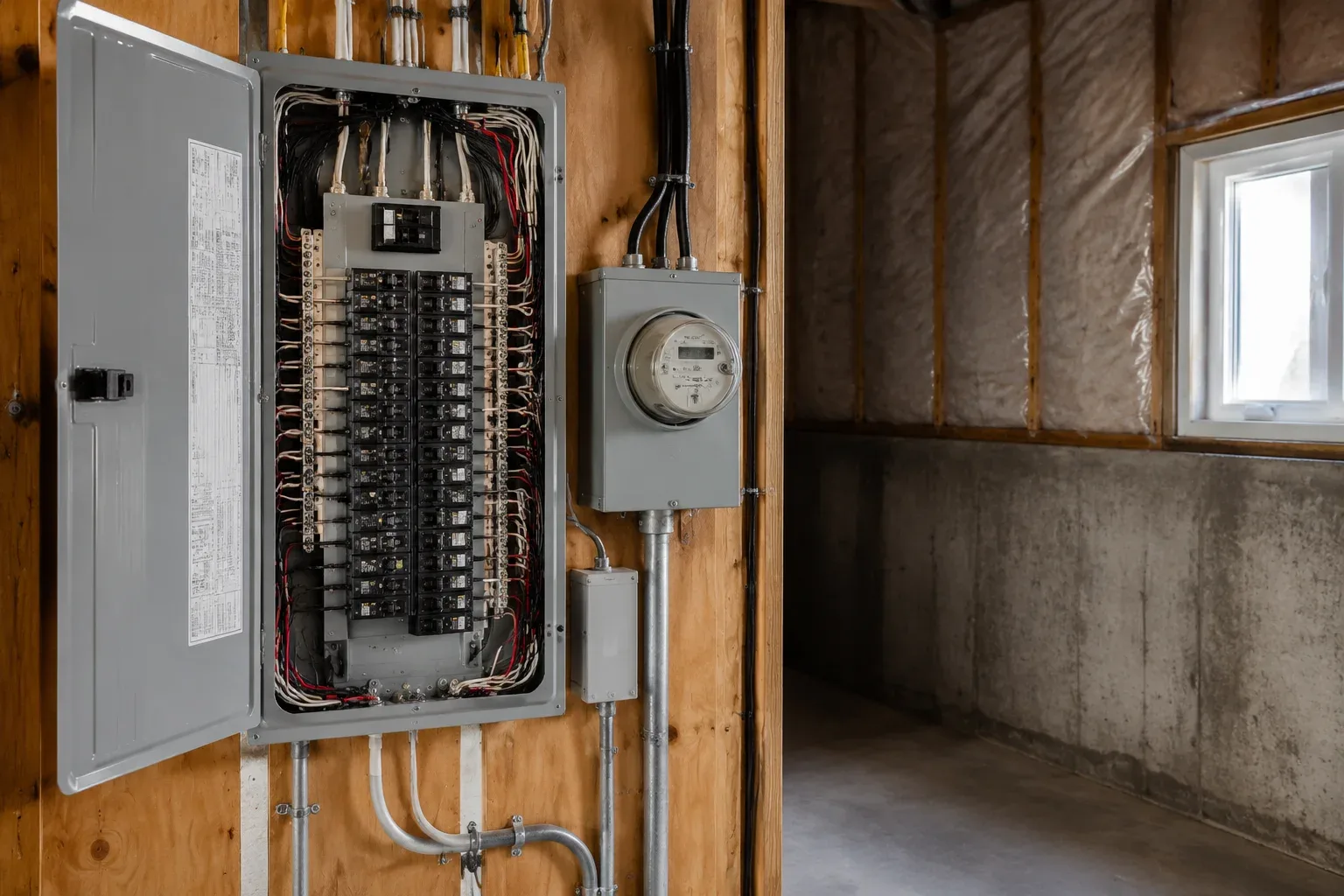 Electrician upgrading a residential electrical panel for 200 amp service